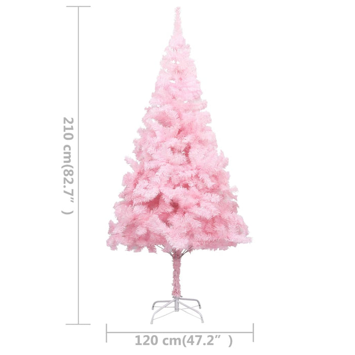 Set Albero Natale Artificiale con LED e Palline Rosa 210 cm PVC cod mxl 28038