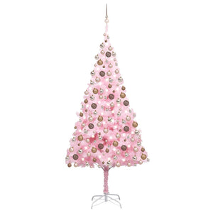 Set Albero Natale Artificiale con LED e Palline Rosa 240 cm PVC  cod mxl 39384