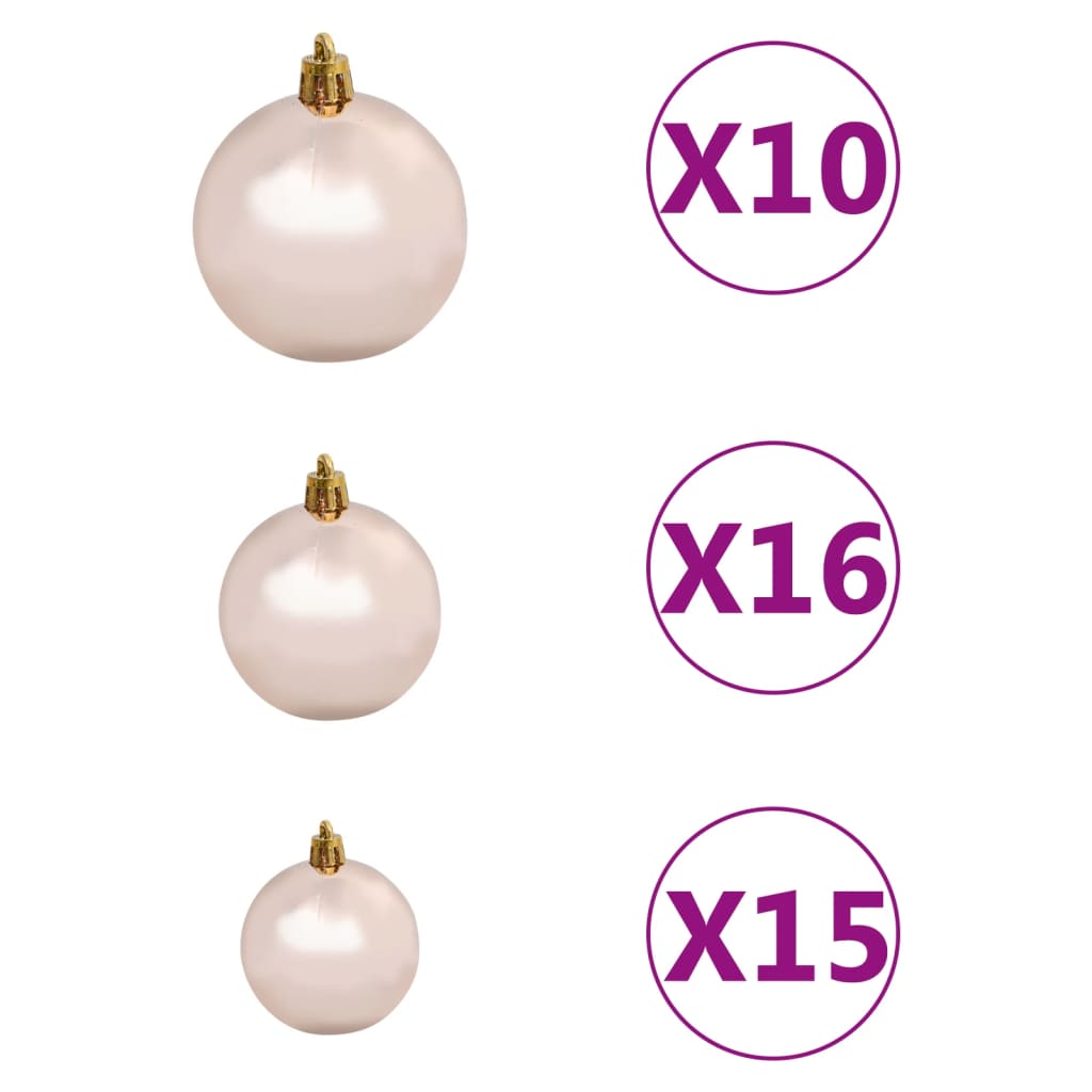 Set Albero Natale Artificiale con LED e Palline Rosa 240 cm PVC  cod mxl 39384