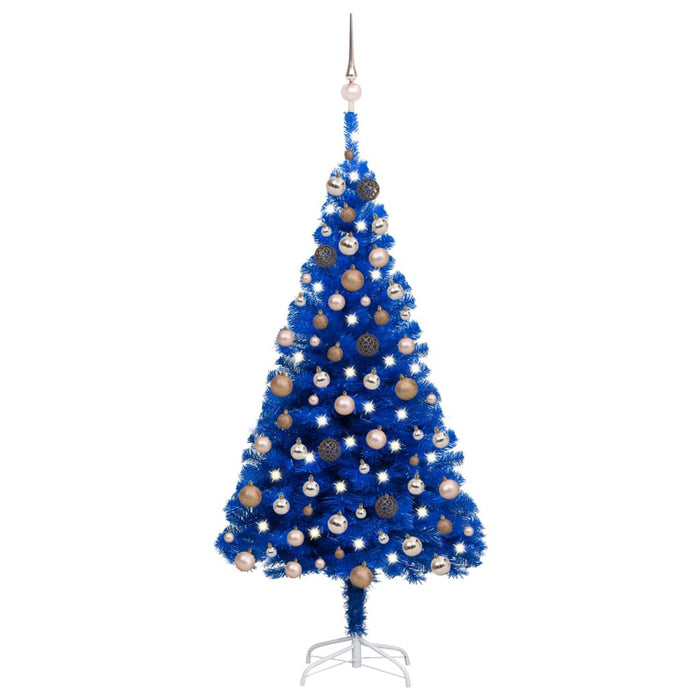 Albero di Natale Preilluminato con Palline Blu 120 cm PVCcod mxl 120770