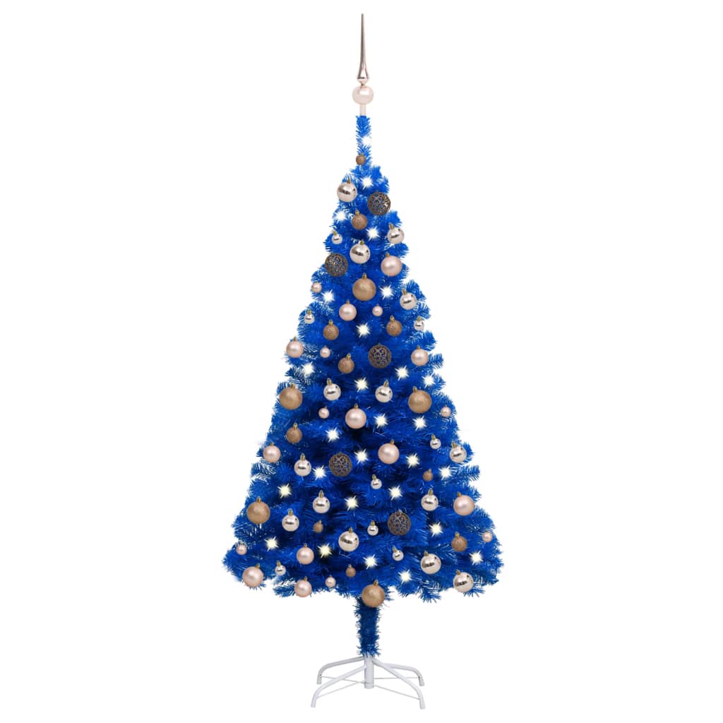 Set Albero Natale Artificiale con LED e Palline Blu 150 cm PVC  cod mxl 17111