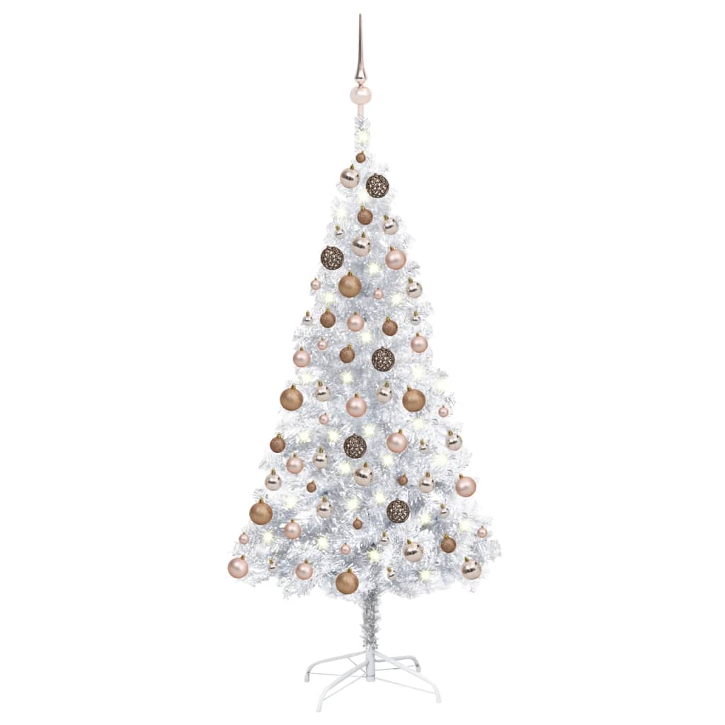 Set Albero Natale Artificiale LED e Palline Argento 150cm PET  cod mxl 17005