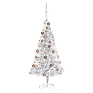 Set Albero Natale Artificiale LED e Palline Argento 150cm PET  cod mxl 17005