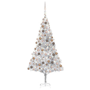 Set Albero Natale Artificiale LED e Palline Argento 240 cm PET  cod mxl 26082