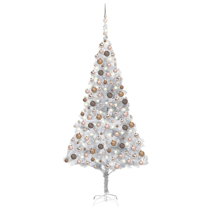 Set Albero Natale Artificiale LED e Palline Argento 240 cm PET  cod mxl 26082