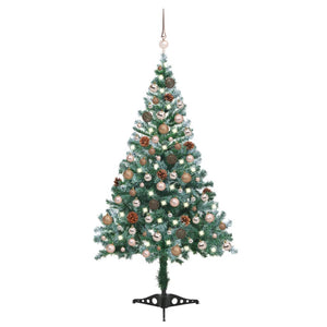 Set Albero Natale Satinato con LED Palline e Pigne 150 cm  cod mxl 27116