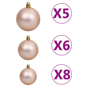 Set Albero Natale Satinato con LED Palline e Pigne 150 cm  cod mxl 27116