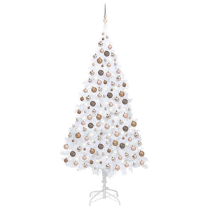 Albero di Natale Preilluminato con Palline Bianco 240 cm PVC 3077629