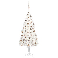 Set Albero Natale Artificiale con LED e Palline Bianco 150 cm 3077633