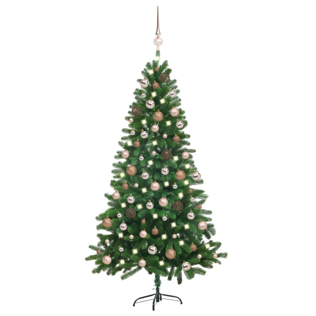 Set Albero Natale Artificiale con LED e Palline Verde 180 cm  cod mxl 18337