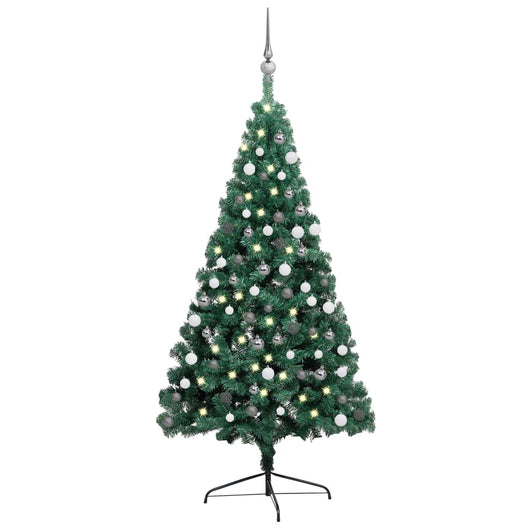 Set Albero Natale Artificiale a Metà LED e Palline Verde 120cm  cod mxl 15697