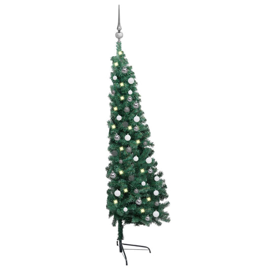 Set Albero Natale Artificiale a Metà LED e Palline Verde 120cm  cod mxl 15697