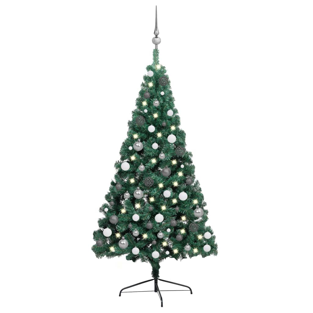 Set Albero Natale Artificiale a Metà LED e Palline Verde 240cm  cod mxl 17225