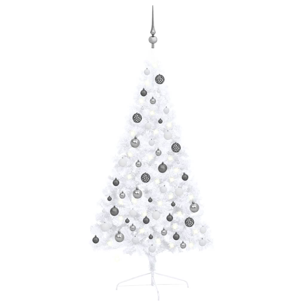 Set Albero Natale Artificiale a Metà LED Palline Bianco 120cm  cod mxl 27632