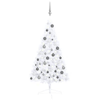 Set Albero Natale Artificiale a Metà LED Palline Bianco 120cm  cod mxl 27632