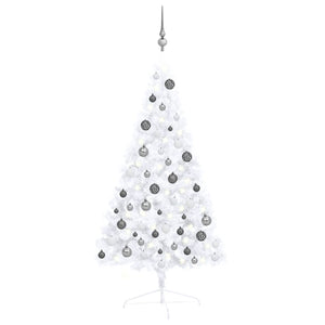 Set Albero Natale Artificiale a Metà LED Palline Bianco 120cm  cod mxl 27632