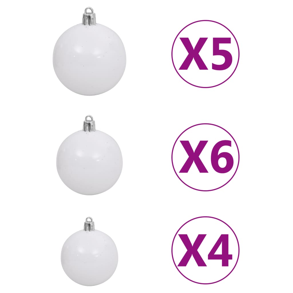 Set Albero Natale Artificiale a Metà LED Palline Bianco 120cm  cod mxl 27632