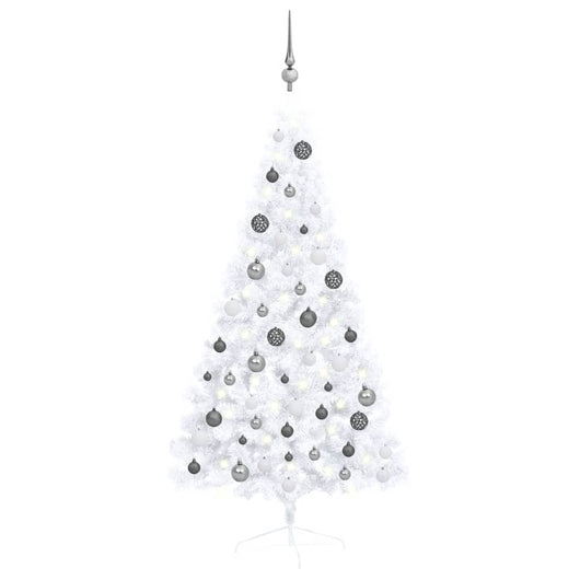 Set Albero Natale Artificiale a Metà LED Palline Bianco 150cm  cod mxl 26950