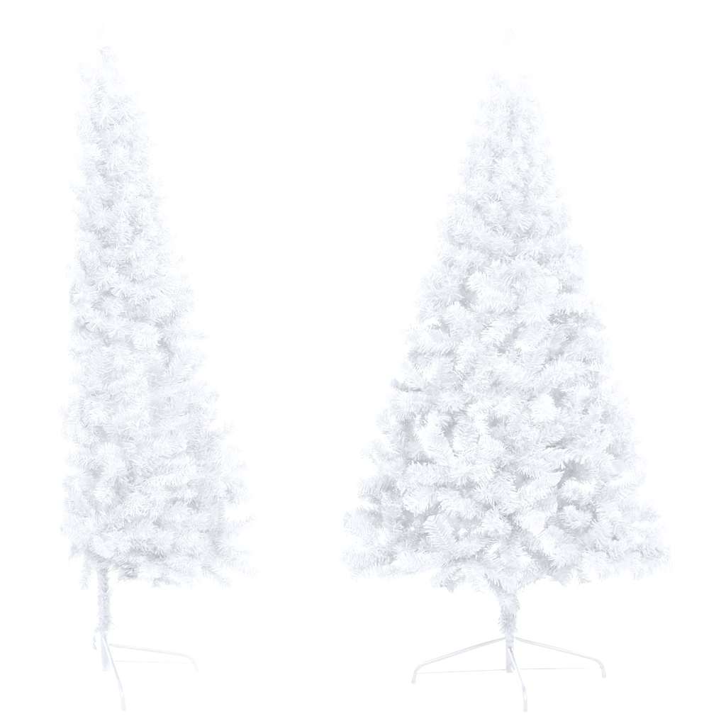 Set Albero Natale Artificiale a Metà LED Palline Bianco 120cm 3077655