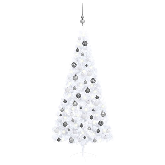 Set Albero Natale Artificiale a Metà LED Palline Bianco 180cm  cod mxl 27351