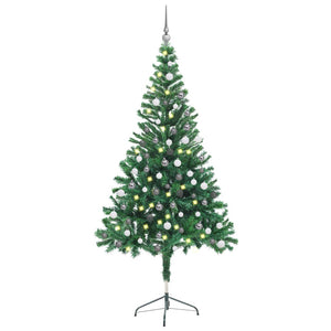 Set Albero Natale Artificiale con LED e Palline 150 cm 380 Rami cod mxl 13592