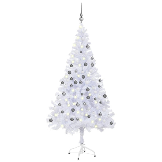 Set Albero Natale Artificiale con LED e Palline 150 cm 380 Rami cod mxl 67939