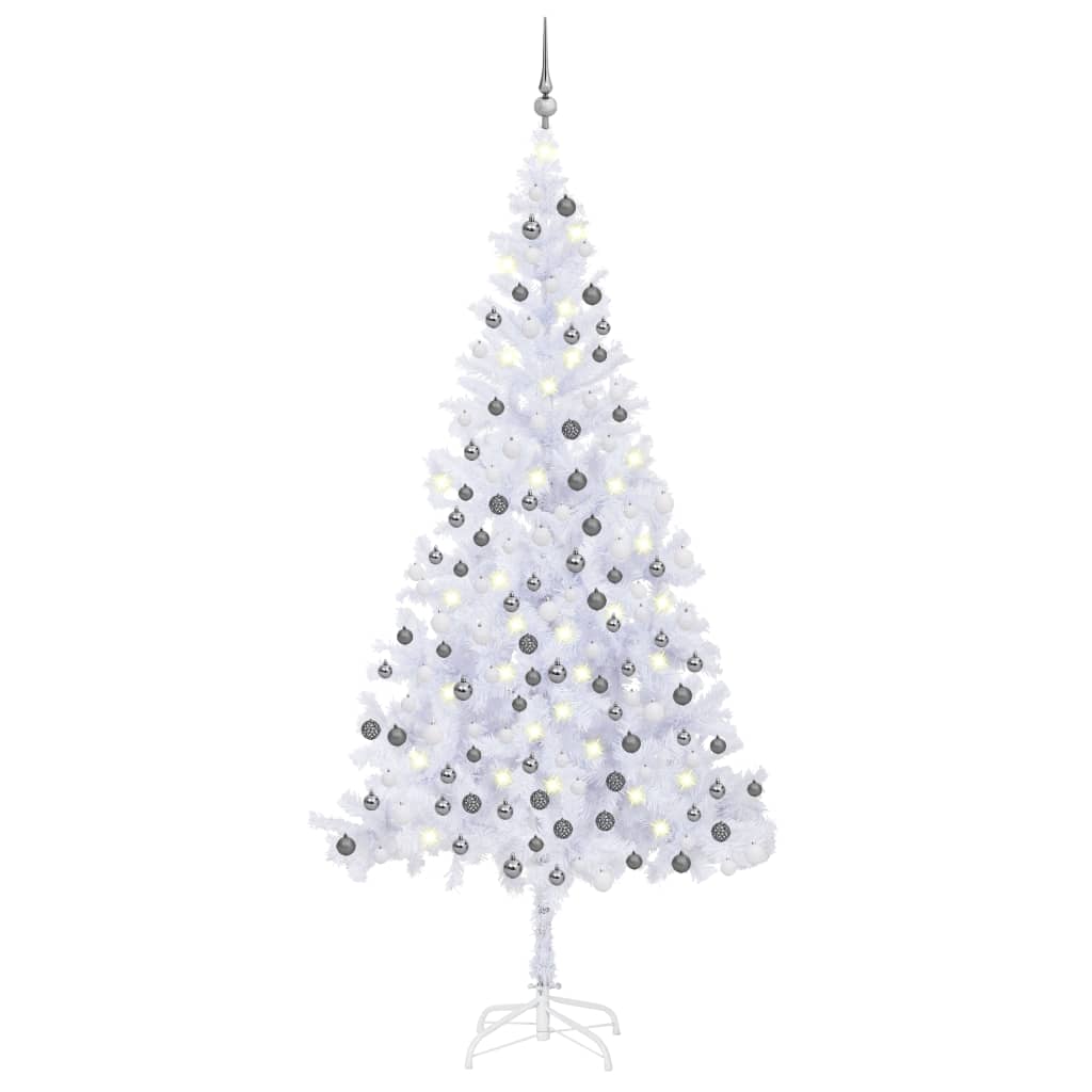 Albero Natale Artificiale con Set Palline e LED 210 cm 910 Rami 3077667