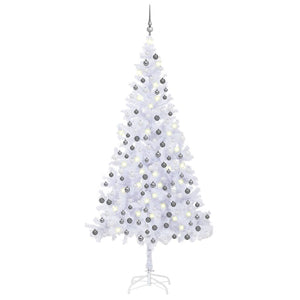 Set Albero Natale Artificiale con LED e Palline L 240 cm Bianco  cod mxl 27829