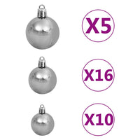 Set Albero Natale Artificiale con LED e Palline L 240 cm Bianco  cod mxl 27829