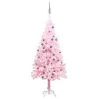 Set Albero Natale Artificiale con LED e Palline Rosa 120 cm PVC cod mxl 13084