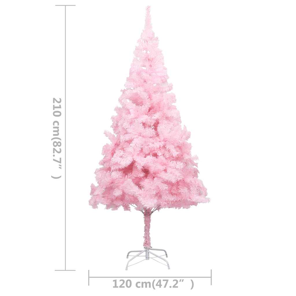 Set Albero Natale Artificiale con LED e Palline Rosa 210 cm PVC 3077672