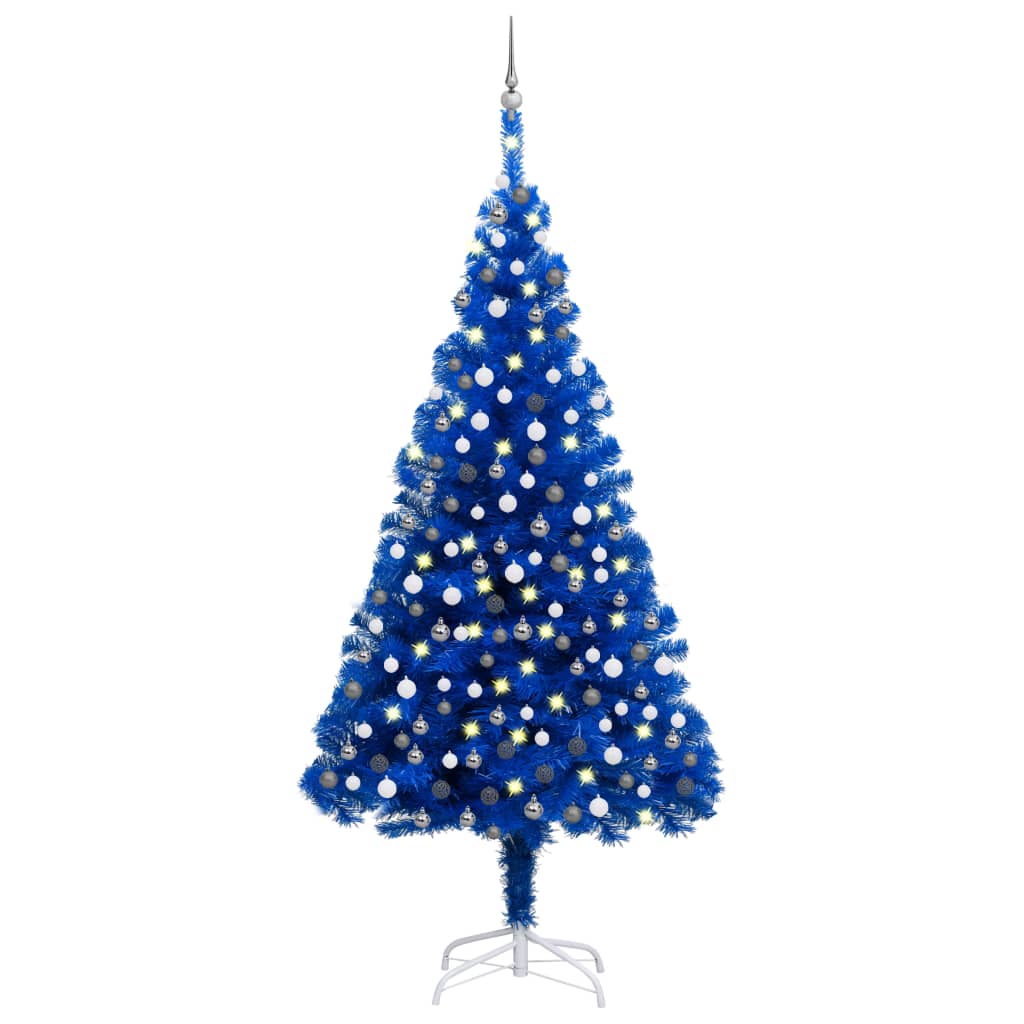 Set Albero Natale Artificiale con LED e Palline Blu 210 cm PVC  cod mxl 27831