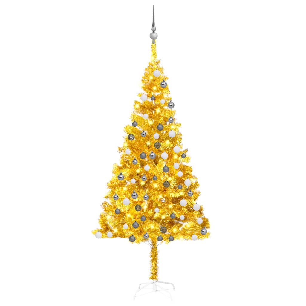 Set Albero Natale Artificiale con LED e Palline Oro 180cm PET  cod mxl 6620