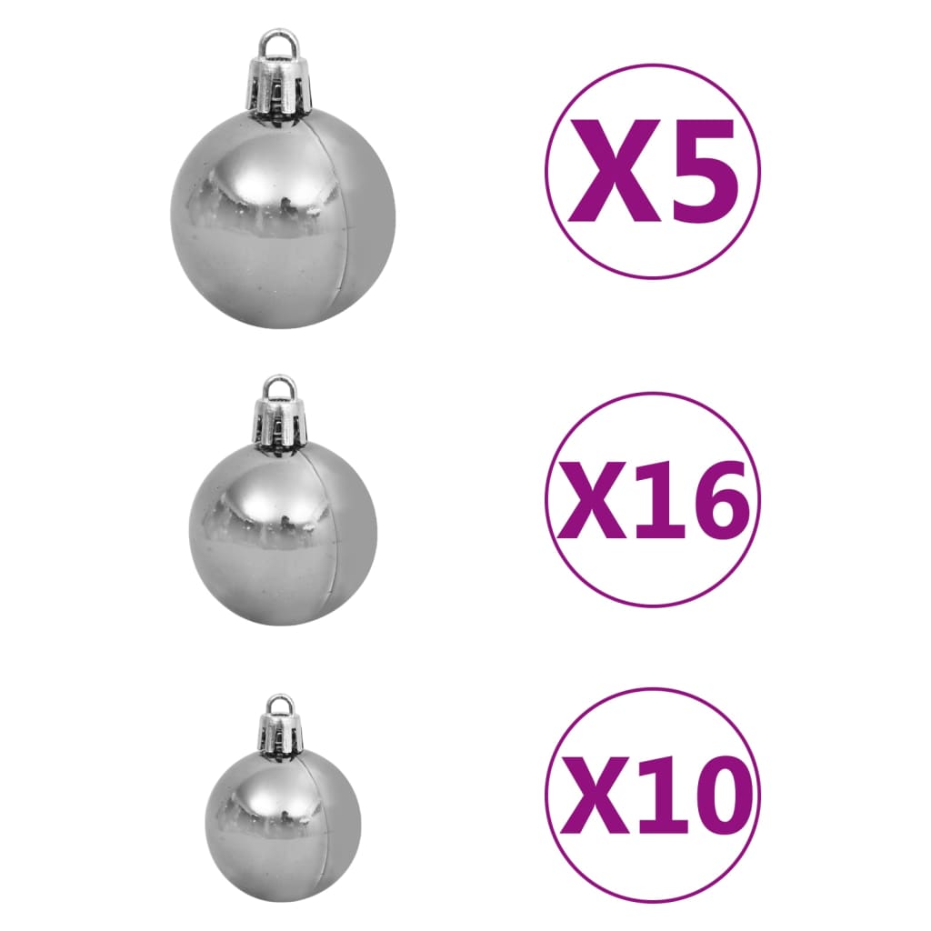 Set Albero Natale Artificiale con LED e Palline Oro 240 cm PET  cod mxl 18089