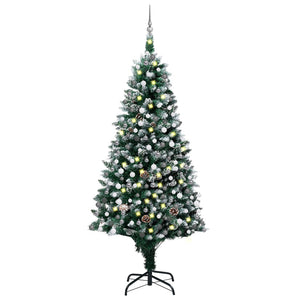 Set Albero Natale Artificiale con LED Palline e Pigne 210 cm 3077704