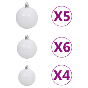 Set Albero Natale Artificiale LED e Palline Bianco 150cm PVC  cod mxl 15682