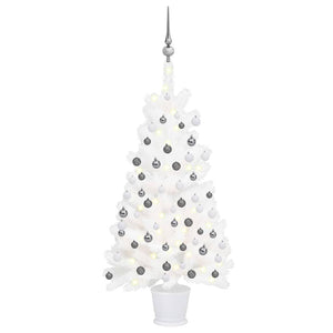 Set Albero Natale Artificiale con LED e Palline Bianco 90 cm  cod mxl 27037