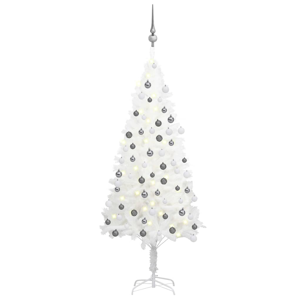 Set Albero Natale Artificiale con LED e Palline Bianco 120 cm  cod mxl 25971