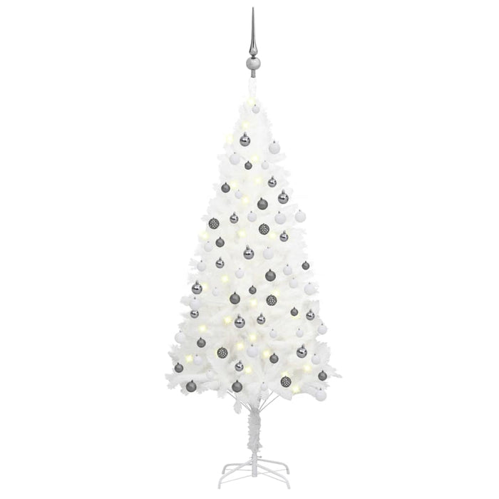 Set Albero Natale Artificiale con LED e Palline Bianco 120 cm 3077718