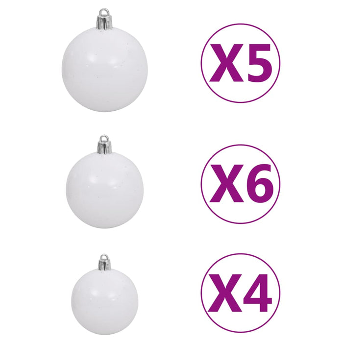 Set Albero Natale Artificiale con LED e Palline Bianco 120 cm 3077718