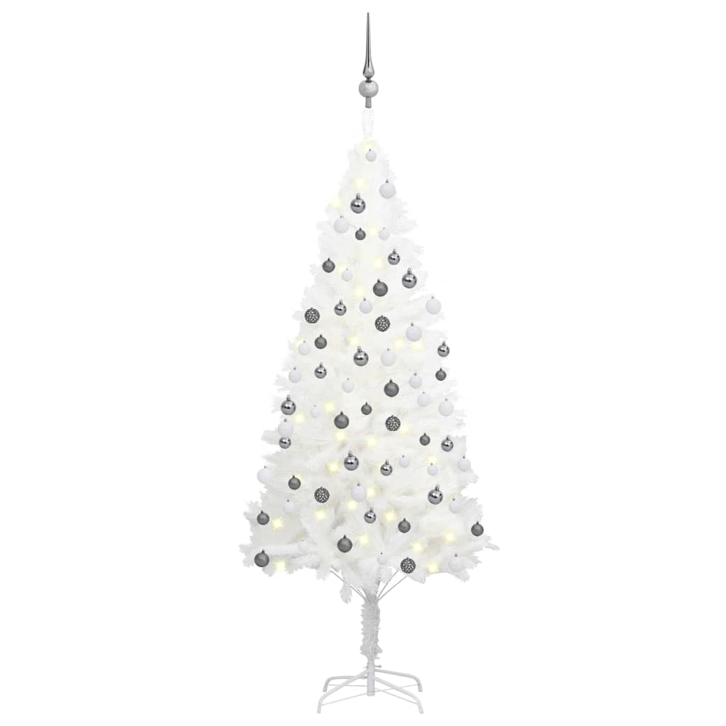 Set Albero Natale Artificiale con LED e Palline Bianco 150 cm  cod mxl 27035