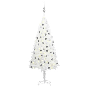 Set Albero Natale Artificiale con LED e Palline Bianco 150 cm  cod mxl 27035