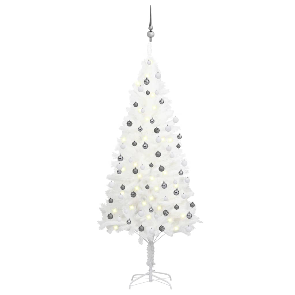 Set Albero Natale Artificiale con LED e Palline Bianco 180 cm  cod mxl 26903