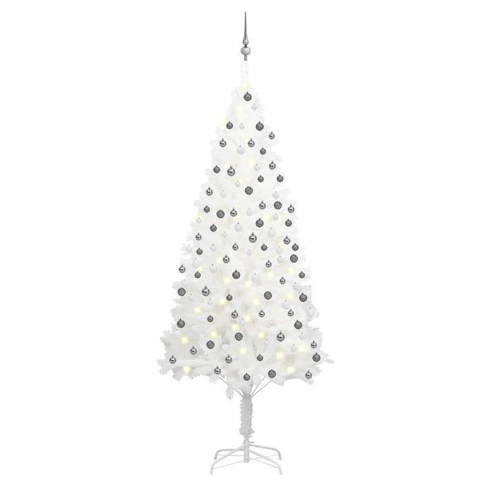 Set Albero Natale Artificiale con LED e Palline Bianco 210 cm  cod mxl 26907