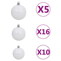 Set Albero Natale Artificiale con LED e Palline Bianco 210 cm 3077721