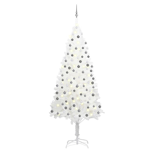 Set Albero Natale Artificiale con LED e Palline Bianco 240 cm  cod mxl 26266