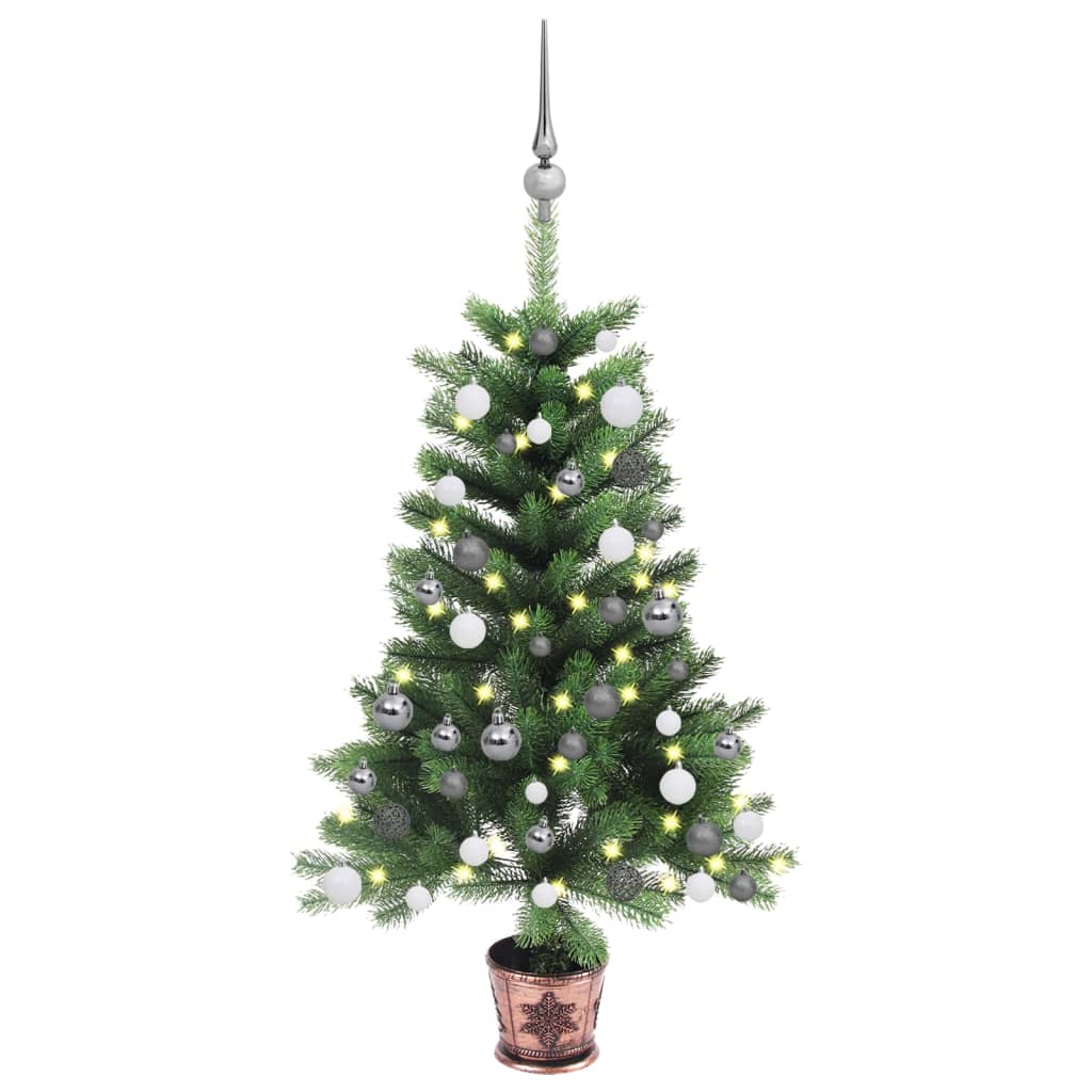 Albero di Natale Artificiale con LED e Set Palline 90 cm Verde cod mxl 15618