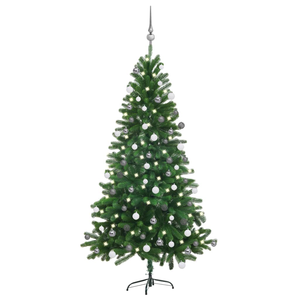 Set Albero Natale Artificiale con LED e Palline Verde 150 cm  cod mxl 19689