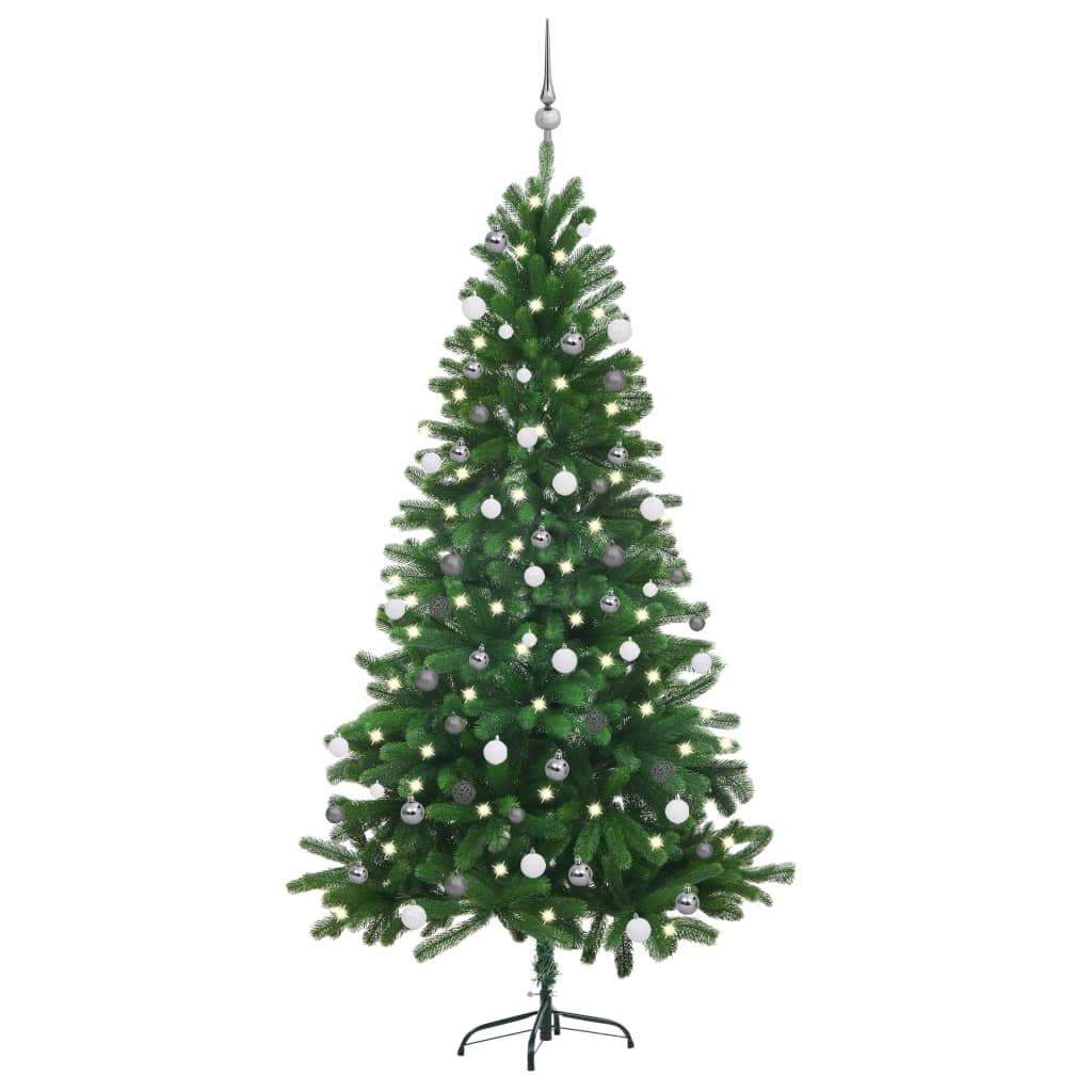 Albero di Natale Artificiale con LED e Set Palline 180 cm Verde 3077727