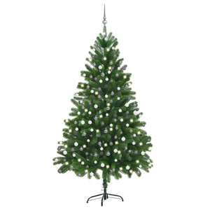 Set Albero di Natale Artificiale con LED e Palline Verde 210 cm cod mxl 18851